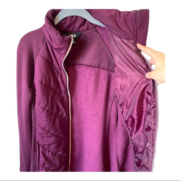 RARE FILA SPORT Athletic Purple Midi Semi-Puffer Fleece-lined Zip-Up Jacket - Picture 9 of 14